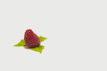 Ripe raspberry with leaf