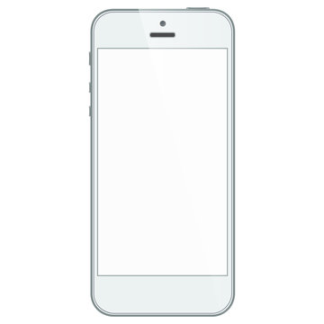 White business mobile phone isolated on white background