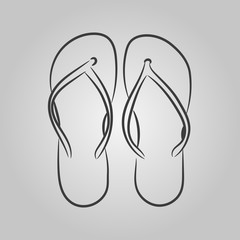Vector icons with a simplified schematic image of beach sandals
