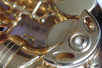 Obraz na płótnie Canvas Saxophone. Part of saxophone close-up.