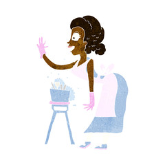 Obraz premium cartoon housewife washing up