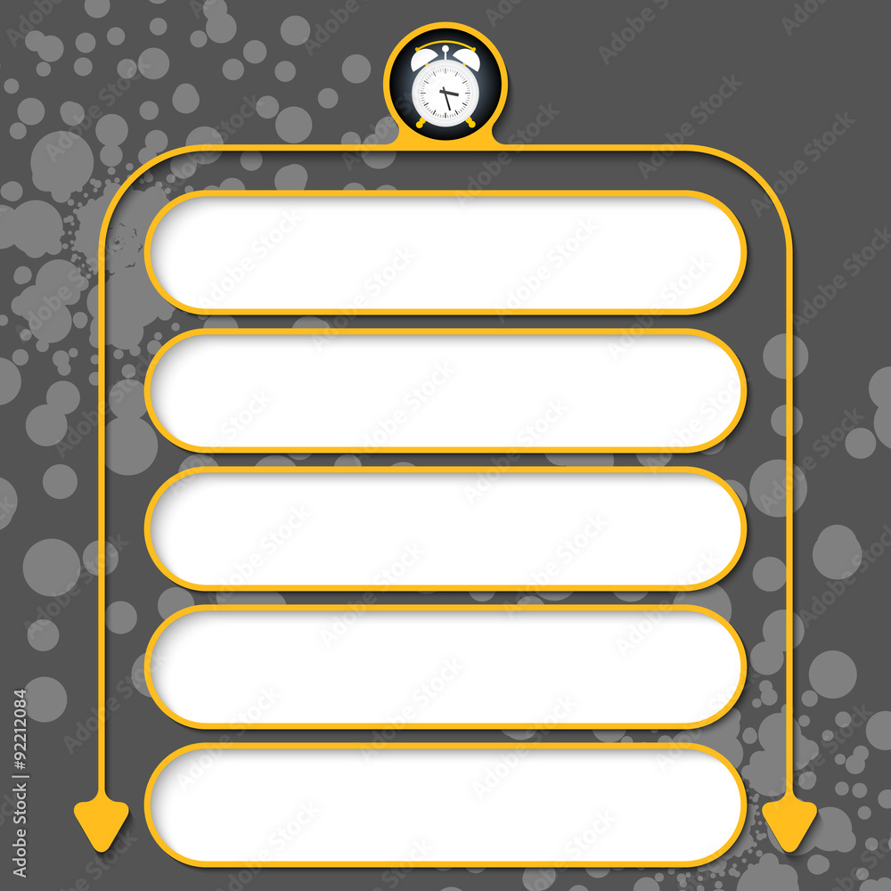 Poster five frames for your text and alarm clock