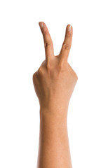 hand with two fingers up