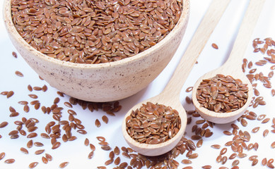 closeup of flaxseed isolated on white