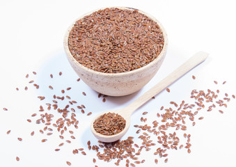 closeup of flaxseed isolated on white