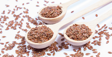 closeup of flaxseed isolated on white
