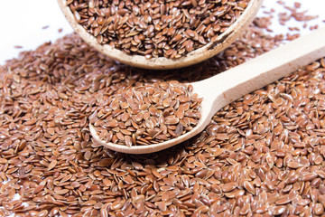 closeup of flaxseed isolated on white