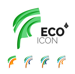 Set of abstract eco leaf icons, business logotype nature