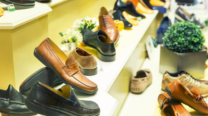 Man's shoes on the show case