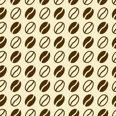 Seamless texture of coffee beans. Contour, graphics. Vector Imag