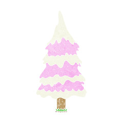 cartoon snowy pink tree