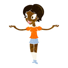 Obraz premium cartoon woman with arms spread wide