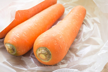 carrots vegetable on plastic bag
