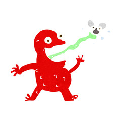 cartoon frog catching fly
