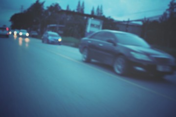 Blurred of car in city at night