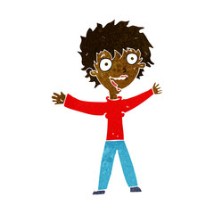 cartoon excited woman