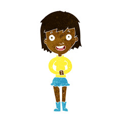 cartoon excited woman