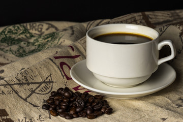 black coffee with coffee bean retro