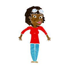 cartoon woman wearing goggles
