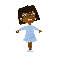 cartoon happy woman in dress