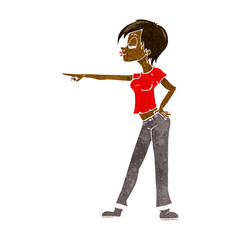 cartoon hip woman pointing
