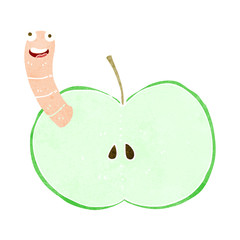 cartoon apple with worm