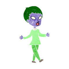 cartoon halloween zombie woman