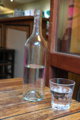 Water in bottle and glass