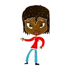 cartoon relaxed woman pointing