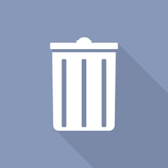 trash can icon with a long shadow