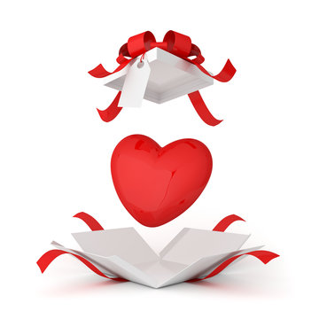 pacco regalo aperto con cuore Stock Illustration | Adobe Stock