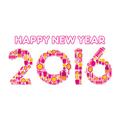 creative new year 2016 design by beauty product concept