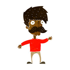 cartoon man with mustache waving