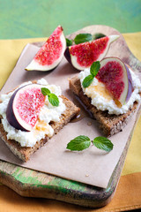 bread with cheese and fresh figs