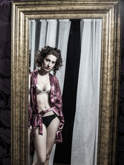 Stunning Female Wearing Floral Silk Robe