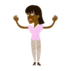 cartoon woman throwing hands in air
