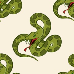 Fototapeta premium Seamless pattern with hand drawn snake