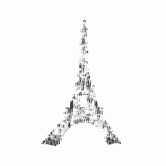Eiffel Tower drawn in a simple sketch style