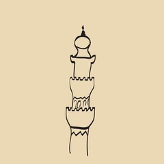 Hand drawn images of islamic worship places for holiday design