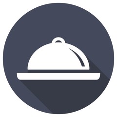 Restaurant cloche icon with long shadow