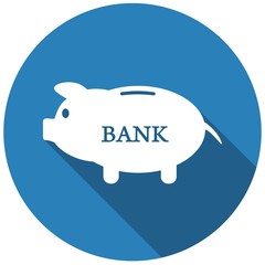 Piggy bank flat icon with long shadow