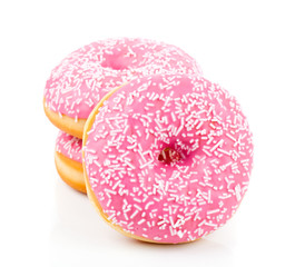 Pink Donut Isolated On White Background