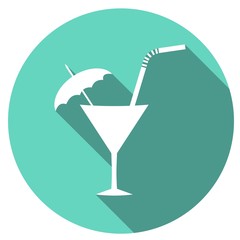 cocktail Flat Simple Icon with long shadow