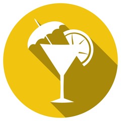 cocktail Flat Simple Icon with long shadow