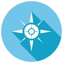 Compass icon  flat design with long shadow