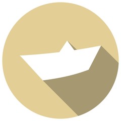 Icon yacht on white long shadow