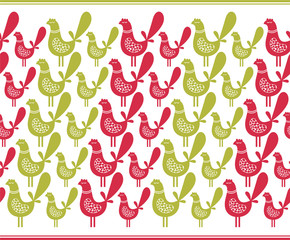 Folk birds seamless pattern.