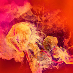 Naklejka na ściany i meble Grunge abstract textured digital mixed media collage, art