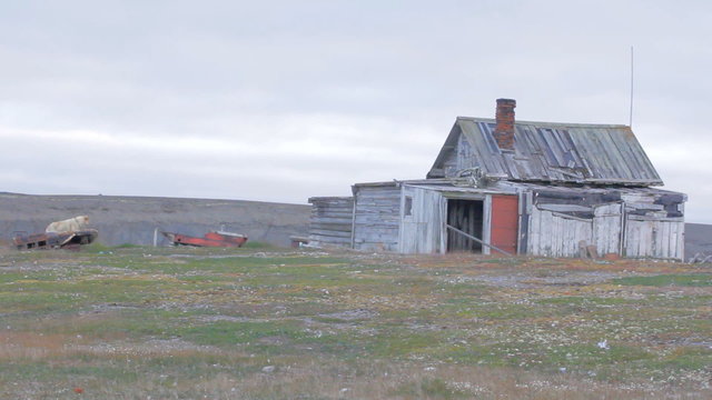 Nenets Hunting hut in distant tundra, Vaygach island.
