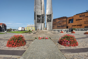 Gdansk, Poland. The ECS museum located at the docyard is a memorial of anti-communist opposition in Poland - obrazy, fototapety, plakaty
